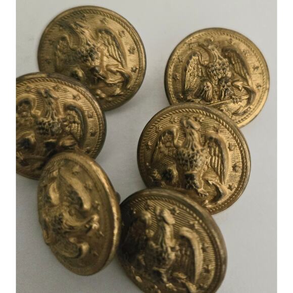Vintage Military Buttons Lot of 6 by Waterbury Button Co - Picture 3 of 8